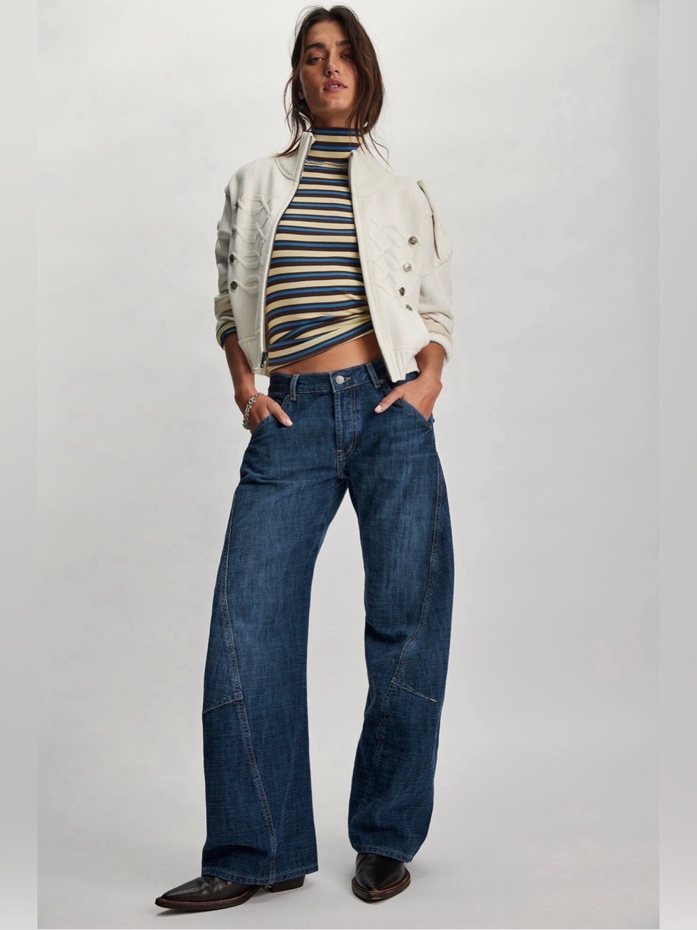 We The Free Highland Twisted Bowed Jeans in Mood Indigo